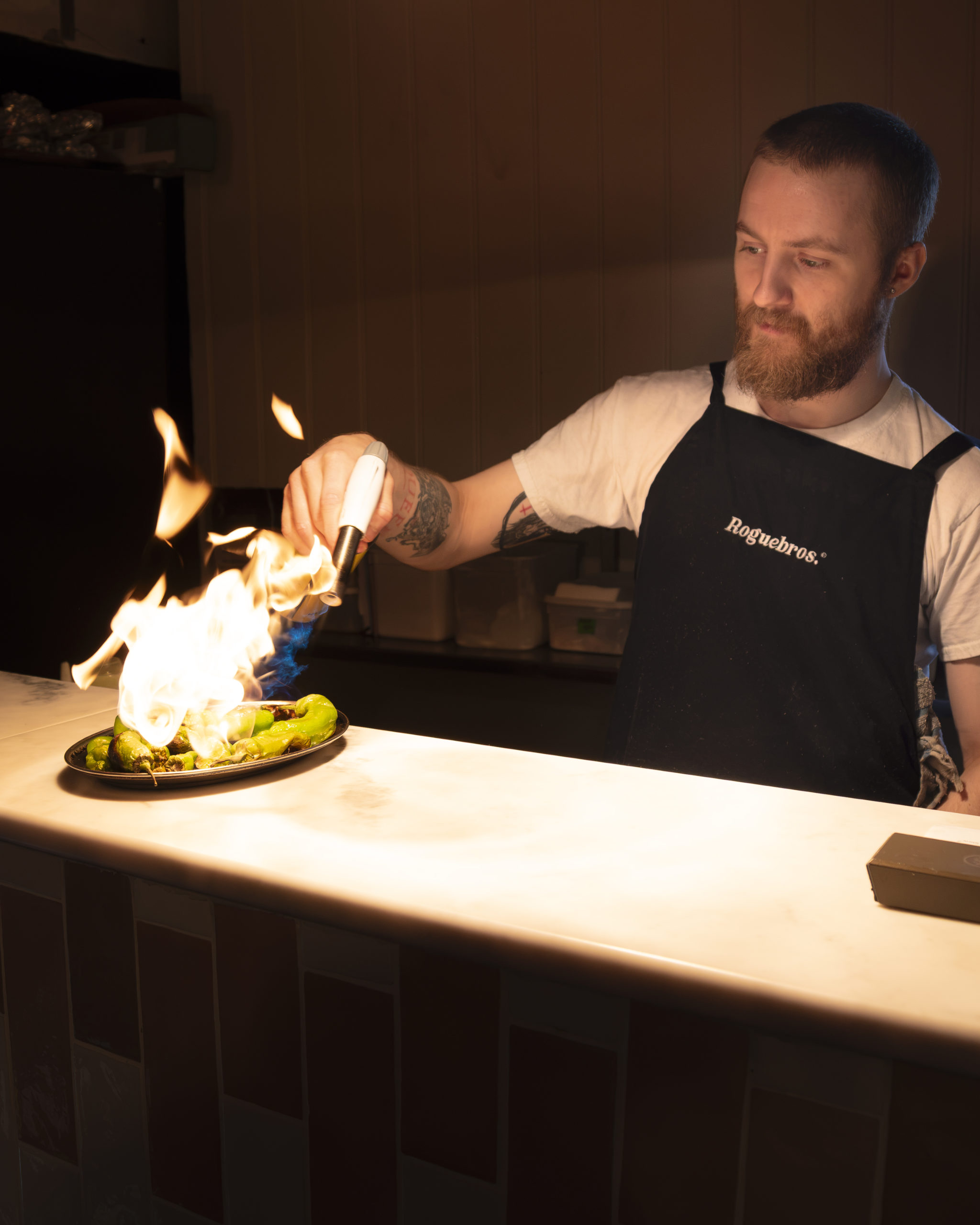 Independent hospitality operator working during service
